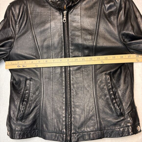 Wilson Leather Jacket Women's Small Black Leather Full Zip Pockets - Picture 11 of 16